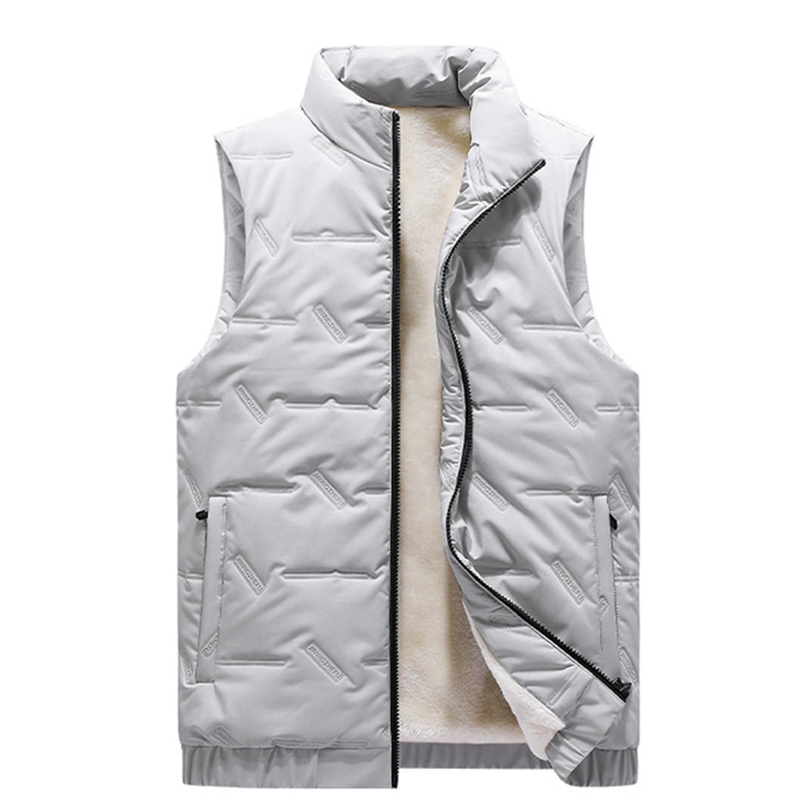 

Men s Casual Solid Color Zipper Vest, Men s And Women s Stand-up Collar With Fleece Vest Jacket XL