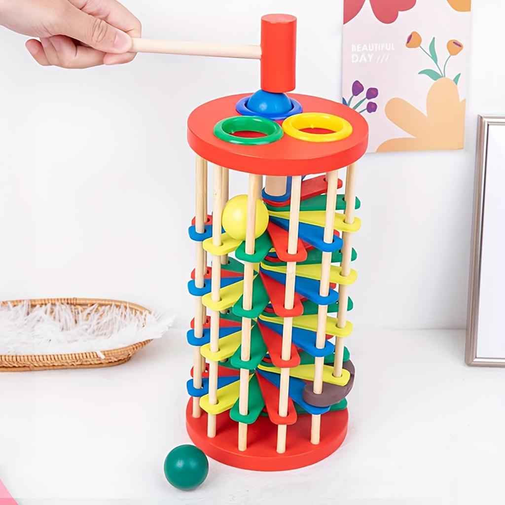 Children's Wooden Knocking Ball And Ladder Early Education Puzzle Toy