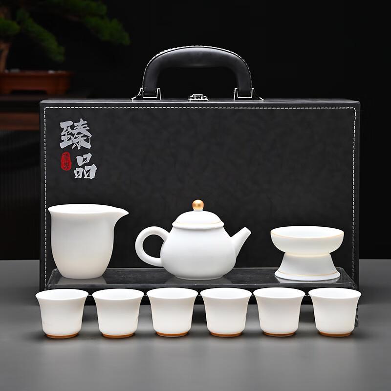 Luxury Cream White Ceramic Tea Set with Gilded Design (10-Piece)