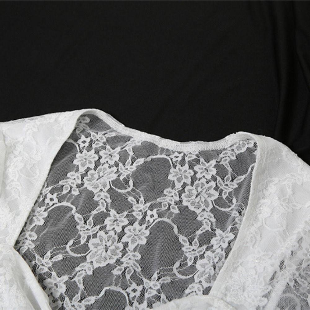 Ruffled Edge Pleated Lace Dress Tassel Transparent Dress Women Elegant Lace Flower Dress  For Girls