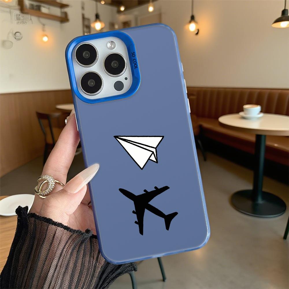Paper Plane Jet Silhouette Hard Phone Case for Iphone 16 15 14 13 12 11 Pro Max Mini Shockproof Anti-Scratch Protective Cover