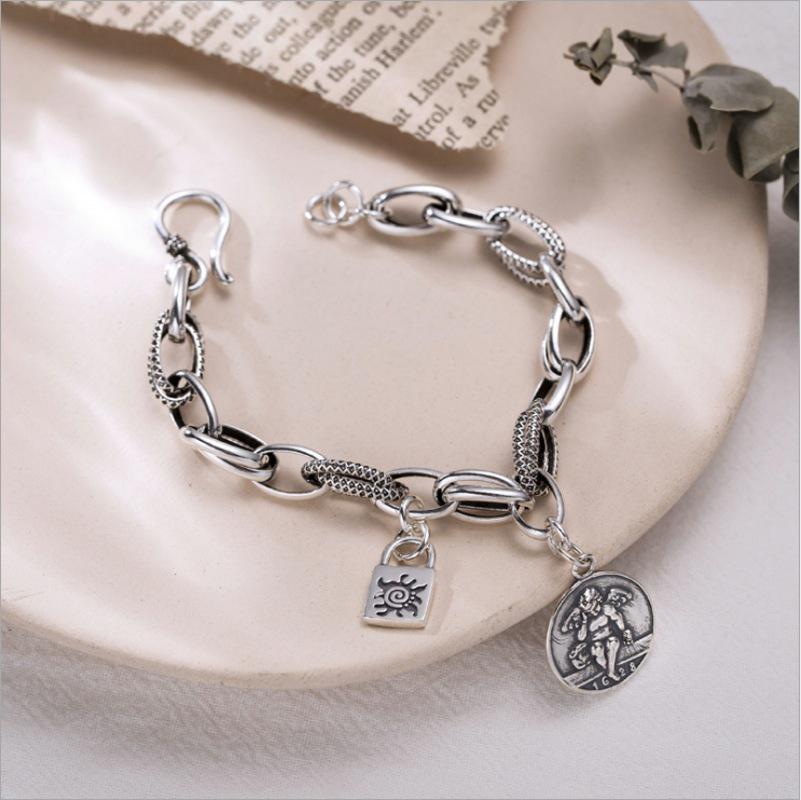 Retro Braided Open Bangle: S925 Silver Plated Unisex Bracelet - Trendy Heavy Industry Design