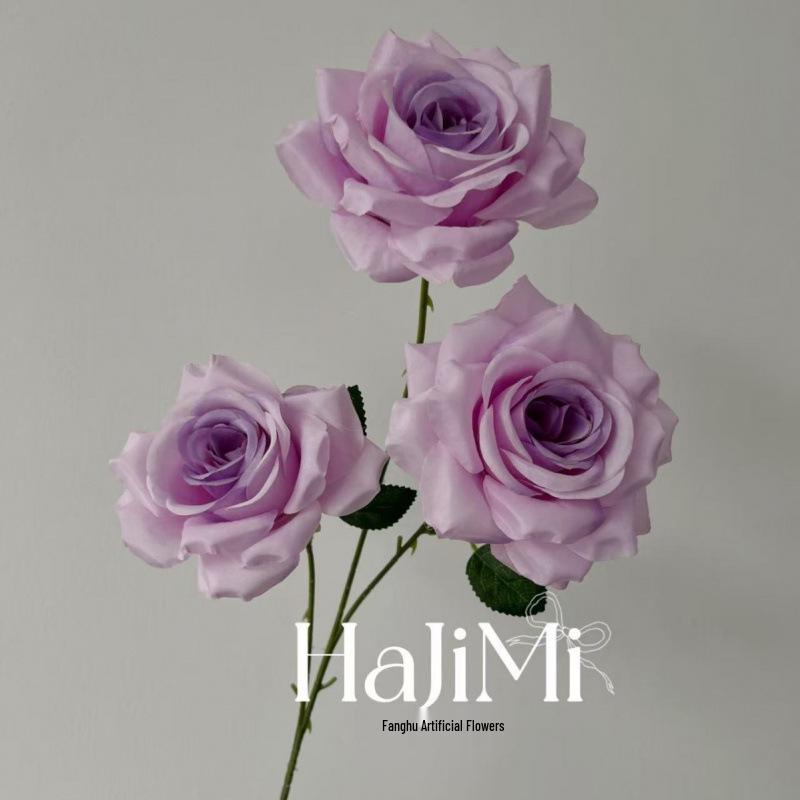 Multiflora Simulation High-Stemmed Purple Rose Arrangement - Light & Dark Silk Artificial Flowers