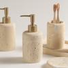 Travertin Seifenspender Seifenschale Mundspülbecher Tablett Abtropfschale Handdesinfektionsflasche Lotionflasche Badezimmer Waschen Set