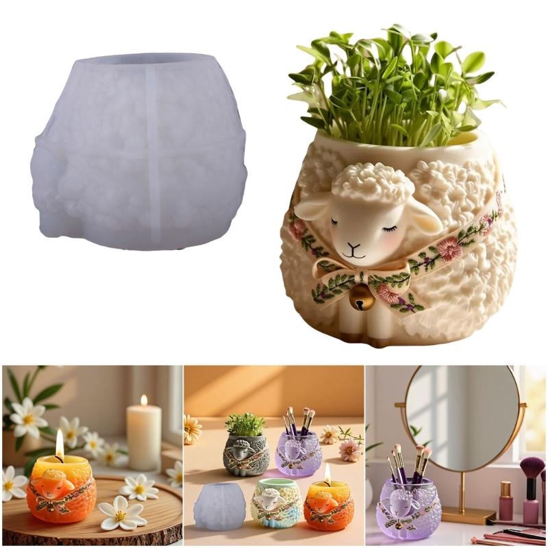 Sheep Shape Silicone Molds Crafting Supplies Perfect for Creating Resin Planter Jewelry Containers Detailed Pattern