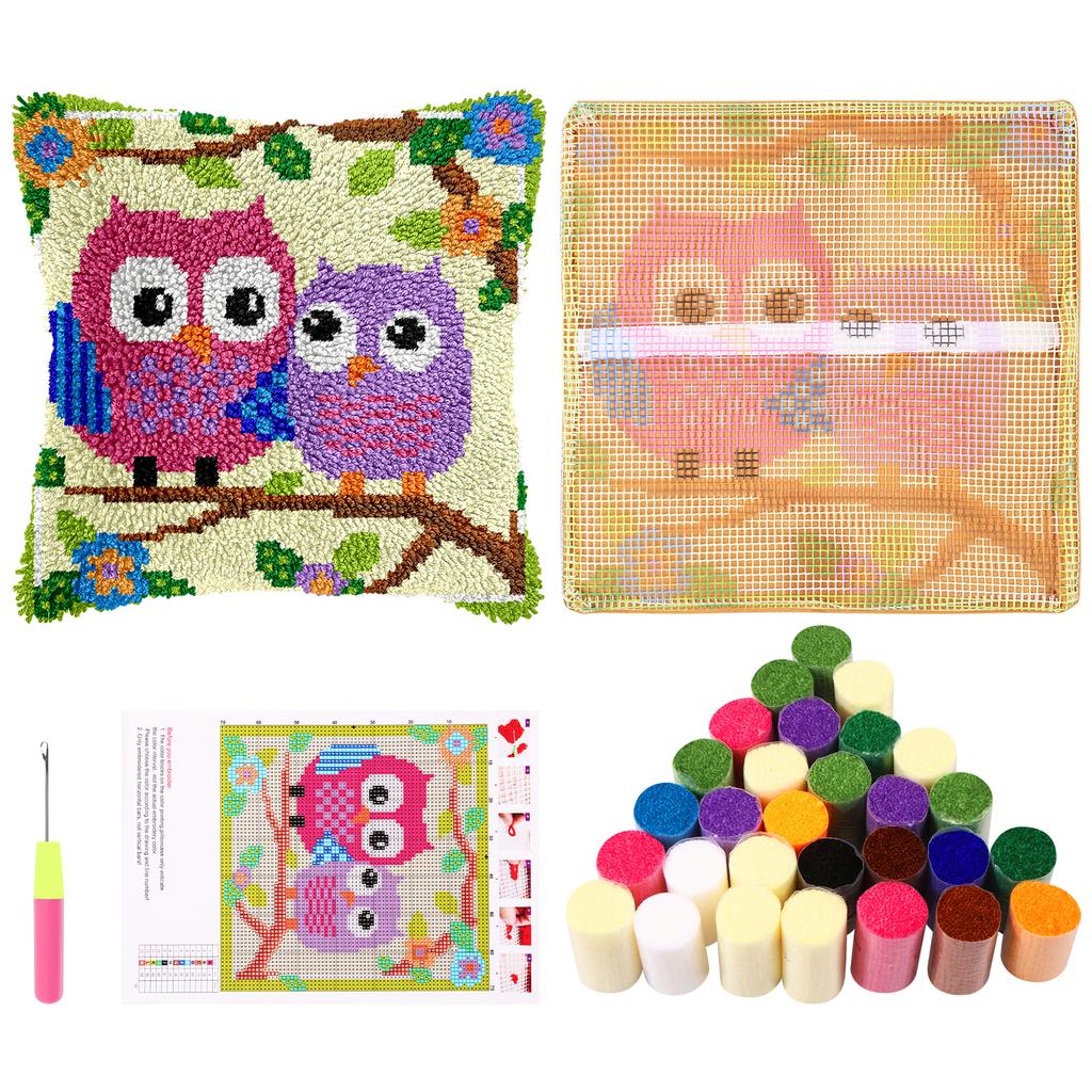 Knüpfkissen-Set für Erwachsene 17 Zoll DIY Knüpfkissenbezug-Sets mit Häkelgarn Handarbeit Kissenbezug Nadelarbeit