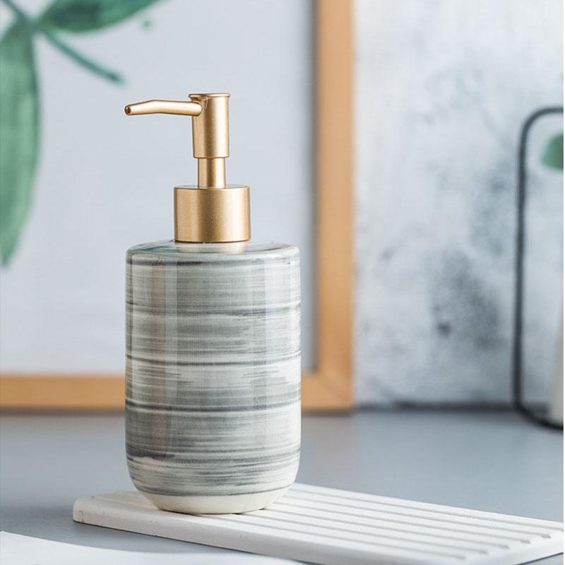 Creative Color Bathroom Soap Bottle Ceramic Round Shampoo Bottle Apartment Hotel  Lotion Pump Bottle Hand Toilet Soap Bottle