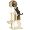 Cat Tree With Cat House Multiple Platforms Hammock Scratching Mat Anti Tip Beige 60 X 60 X 150 Cm
