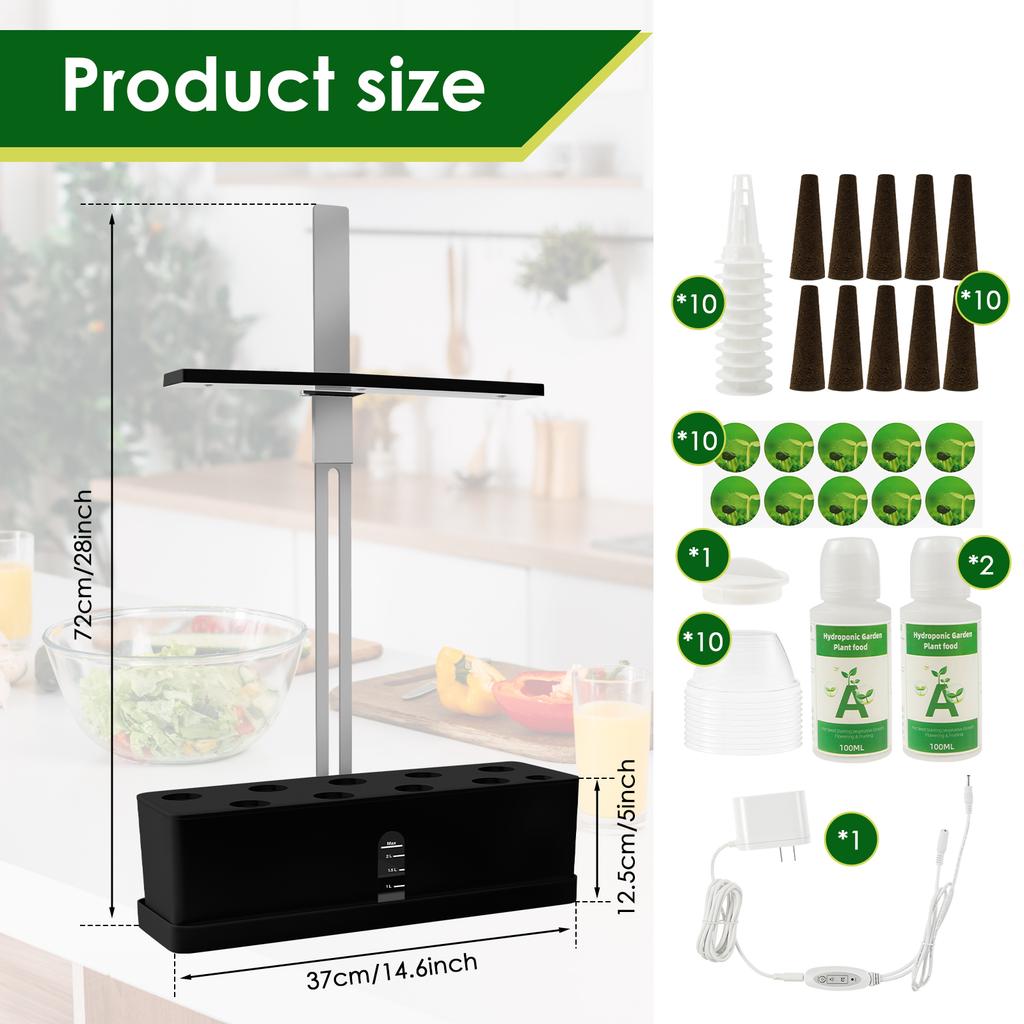 Hydroponic Grower Kit Full Spectrum Plant Grow Light with 2.5L Large Capacity Water Tank 16H Auto Timer Function Garden Planter