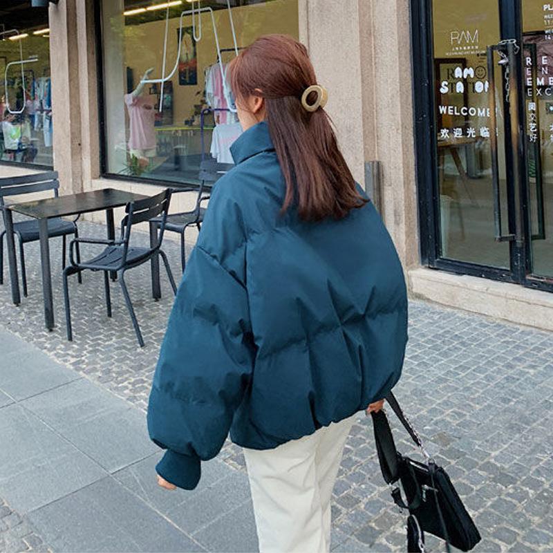 New Style Down Cotton Coat for Small Women with Stand Collar and Loose Hong Kong Style Student Bread Coat Cotton