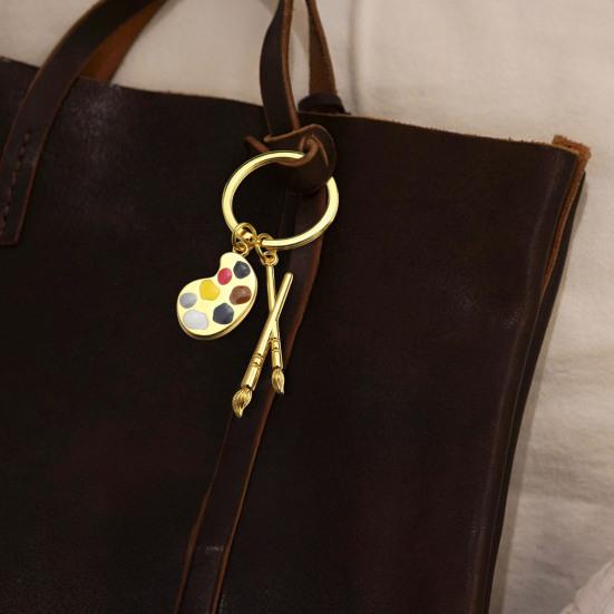 Palette & Paintbrush Keychain Pendant Creative Art Theme Keychain Portable Keychain