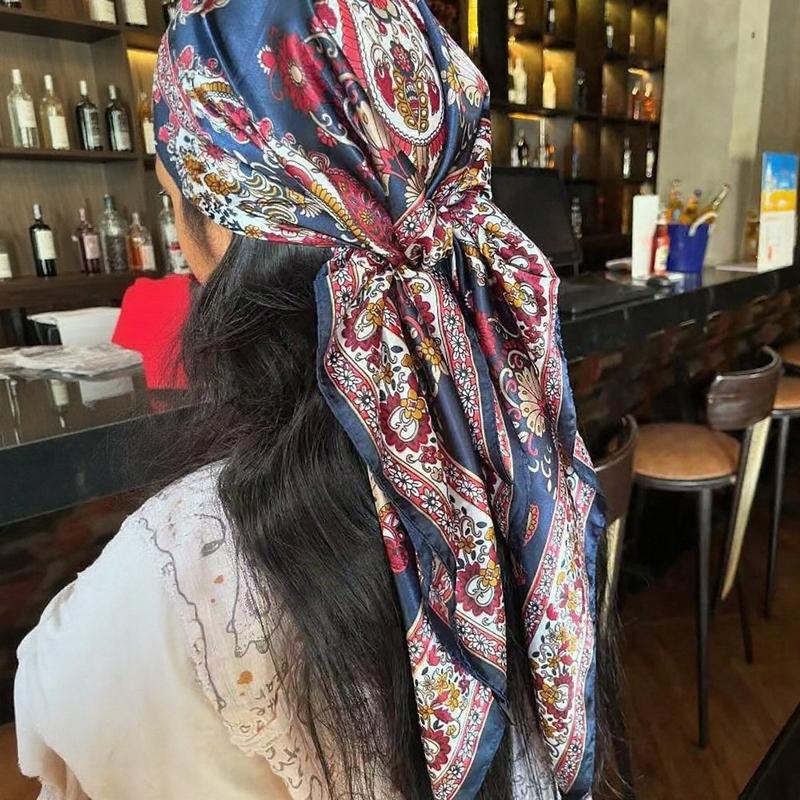 Luxury Brand Silk Satin Square Scarf Women Hijab Bandana Muslim Headscarves Shawl Wrap Ladies Headband Neckerchief Foulard 90cm