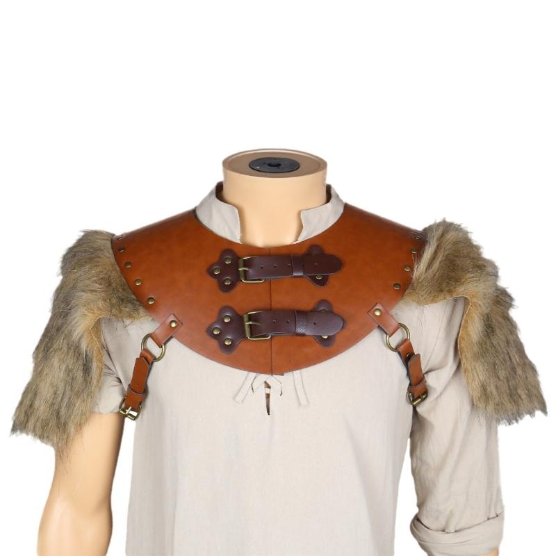 Medieval Leather Collar Shawl with Shoulder Guard , Halloween Medieval Costume, Medieval Shoulder Guard Costume