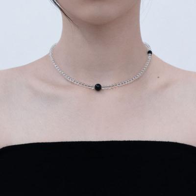 Baroque Stone Black Line Gemstone Necklace