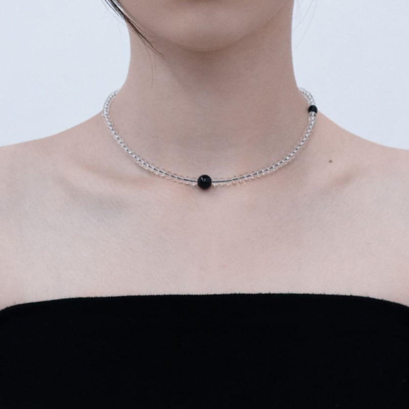 Baroque Stone Black line gemstone necklace