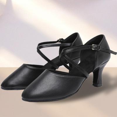Fashion Women Cross Strap Latin Dance Shoes Adult Interior High Heels Soft Soles Ballroom Tango Teaching Performance Dancing Shoes 5/7cm