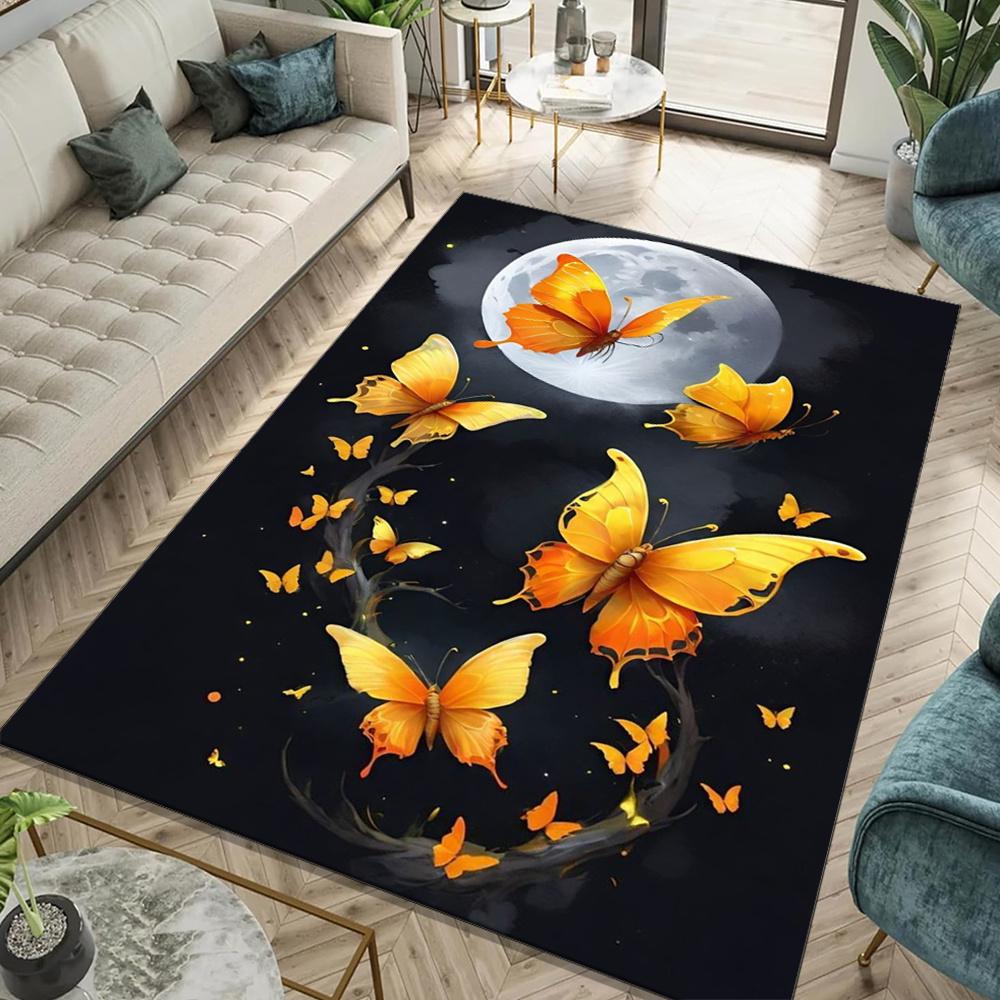 

Moonlight Butterfly Area Rug – Non-Slip, Vibrant Orange Butterflies & Moon Design, Soft Crystal Velvet, Elegant Home Decor for 50x80cm