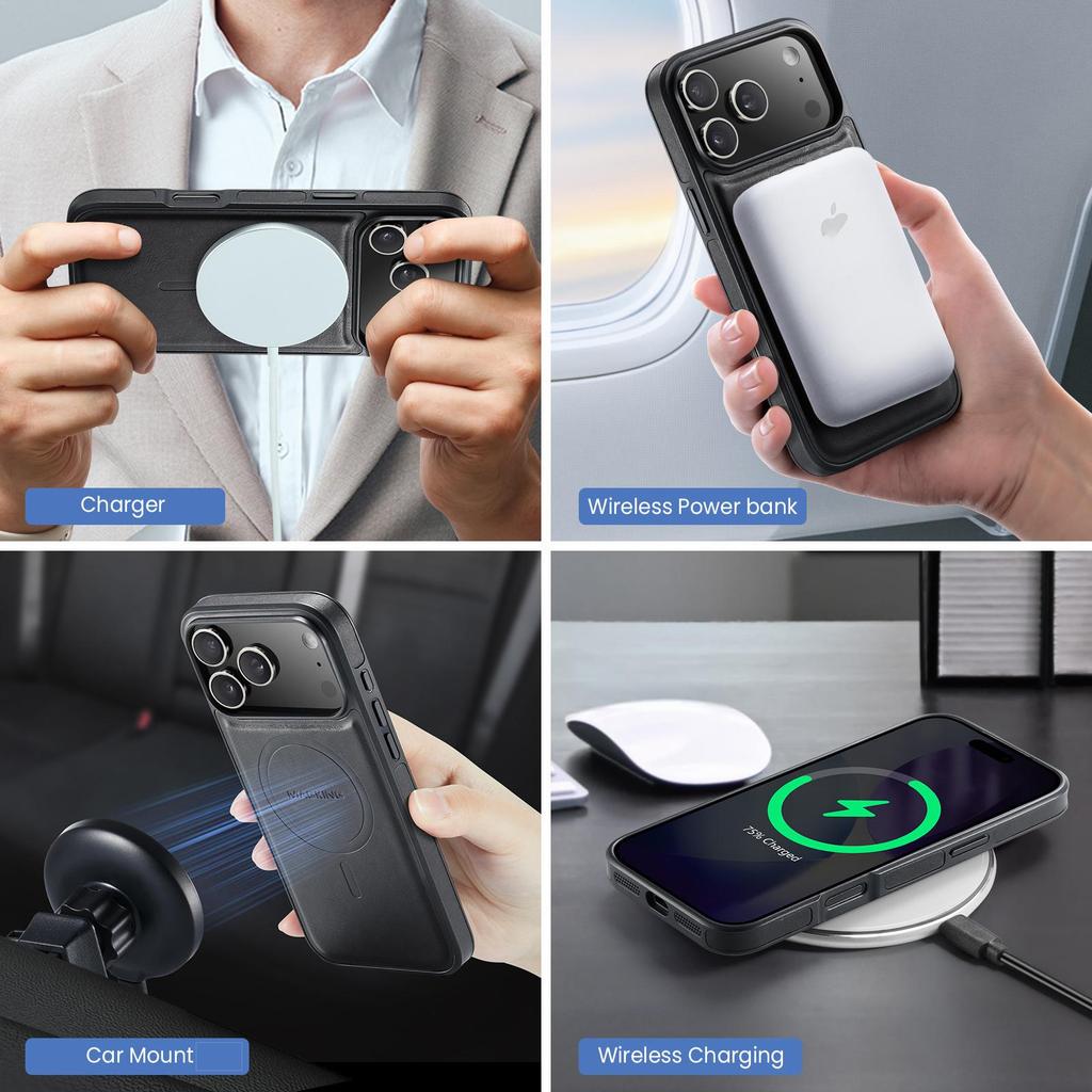Ring Detachable Magnetic Leather Phone Wallet Case Stand For Magsafe iPhone 17 16 15 14 Plus 13 12 Pro Max Samsung S26 S25 S24 FE ID Card Holder Cover
