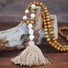 Bohemian Accessories Tassel Sweater Chain Necklace Women's String Wood Bead Long Necklace Jewelry