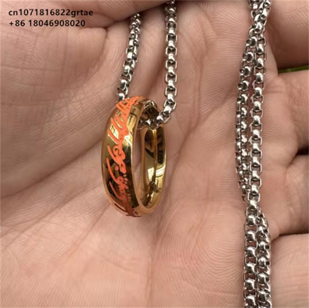 Lord of the one Rings thick chain advanced pearl chain movie with the same necklace ring hip-hop 3D carving inside and outside.