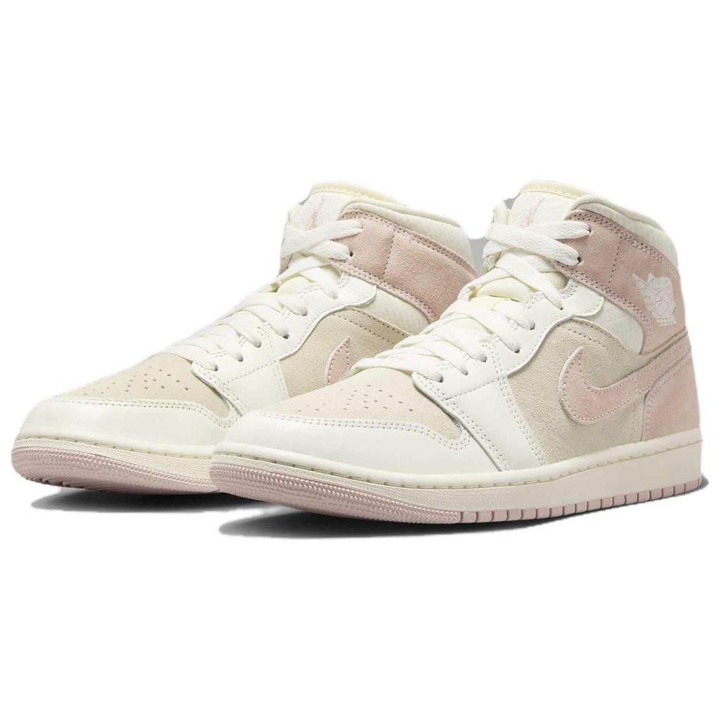 Baskets Air Jordan 1 Mid SE Seersucker Femme Crème Lait de Coco Voile FQ1926-161