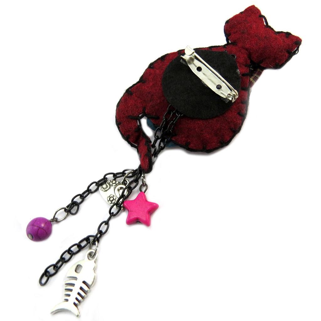 Les Trésors De Lily [P3676] - Designer Brooch 'Capucines' Burgundy (cat)