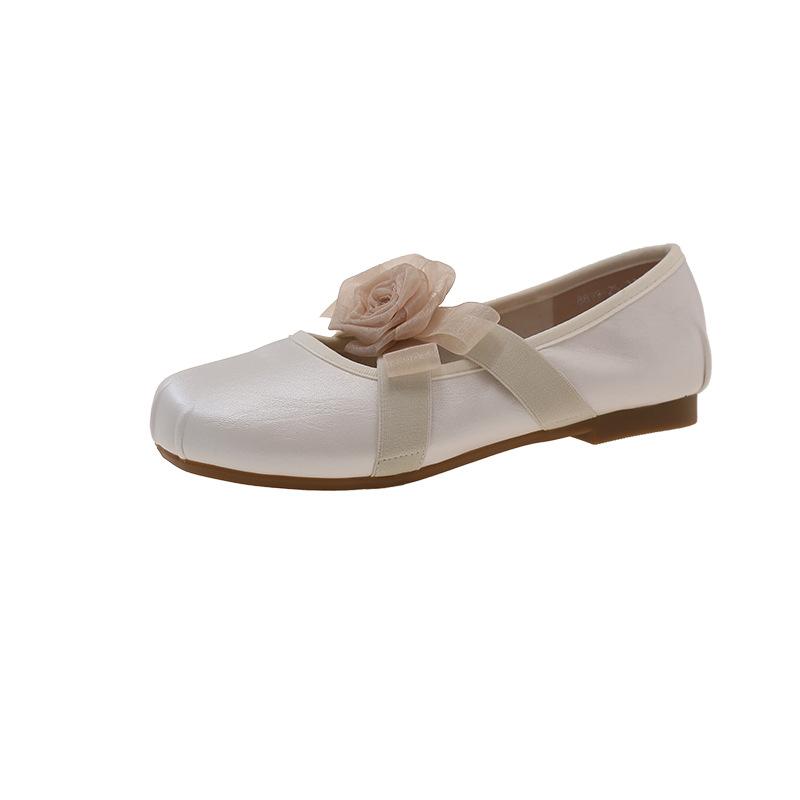

Silver soft-soled egg roll loafers women s 2025 summer new flower shallow mouth flat bottom Mary Jane ballet single shoes women 35