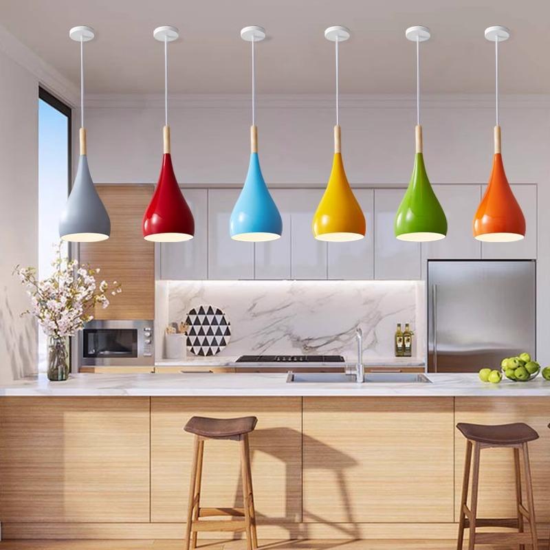 Modern Macaroon Pendant Lights Aluminum Suspension Hanging Lamp for Bedroom Bedside Dining Room Kitchen Cafe Island Decor