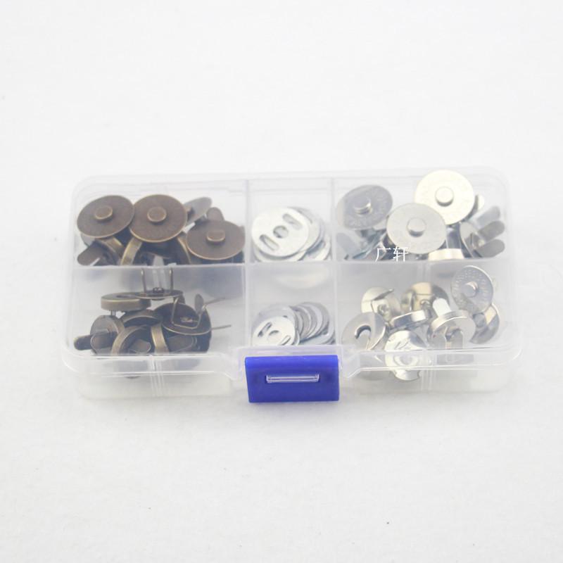 20pcs Magnetic Bronze/Silver Snap Buckles (1.8CM & 1.4CM) for Luggage and Packaging Boxes