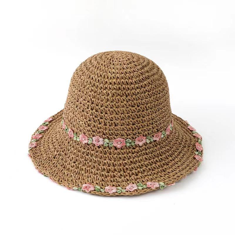 

Складной дорожный солнцезащитный козырек для рыбака, большой карниз, маленькая соломенная шляпа, весенняя, милая, универсальная, плетеная соломенная шляпа для женщин M（56-58cm）