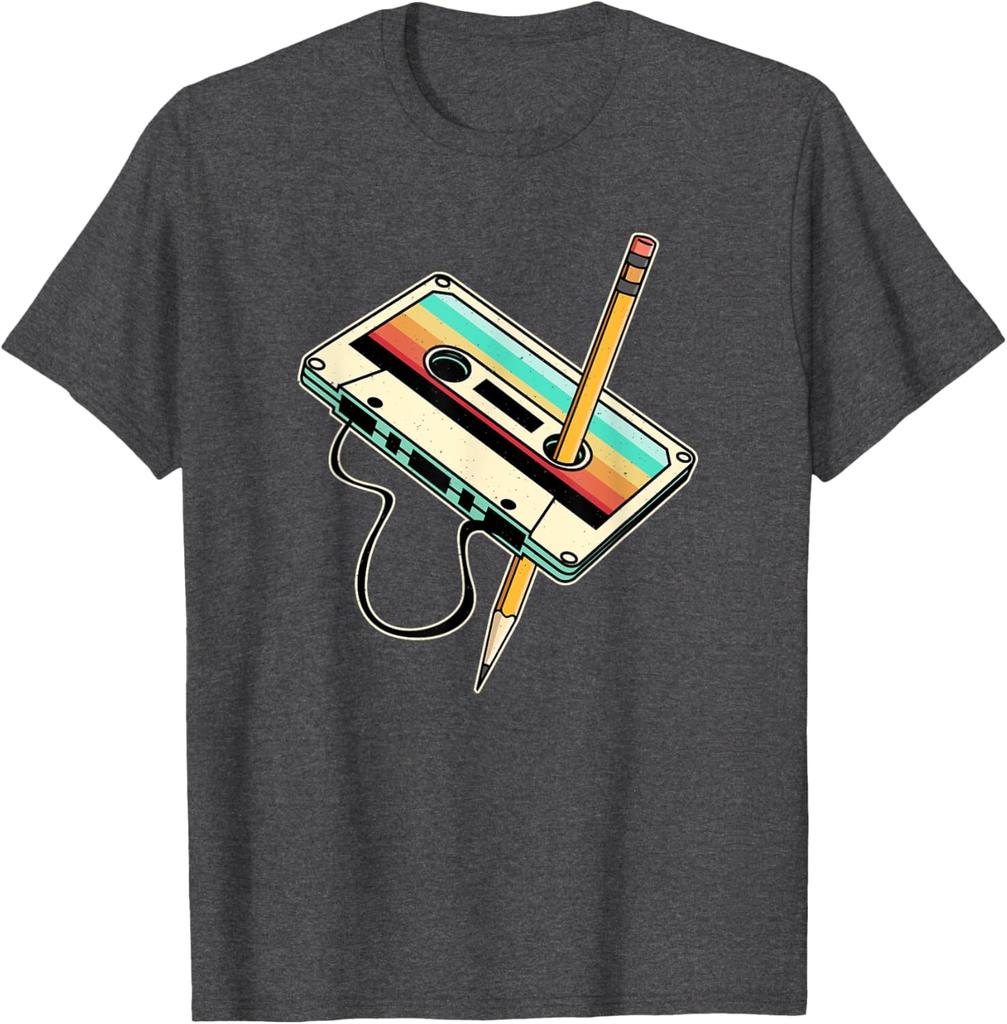 80s 90s Retro Party Costume Nostalgia Cassette TShirt Graphic Tee Unisex Casual Cotton TShirt