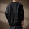 Men's Plus Size Retro Textured Sweater - Thickened Round Neck Pullover for Autumn/Winter