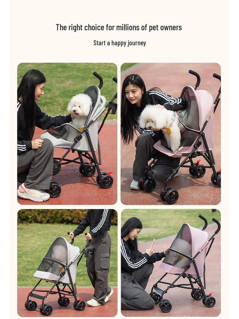 Leichter faltbarer Haustierkinderwagen für kleine Hunde und Katzen, mit Sonnenschirm und Funktion für Spaziergänge im Freien