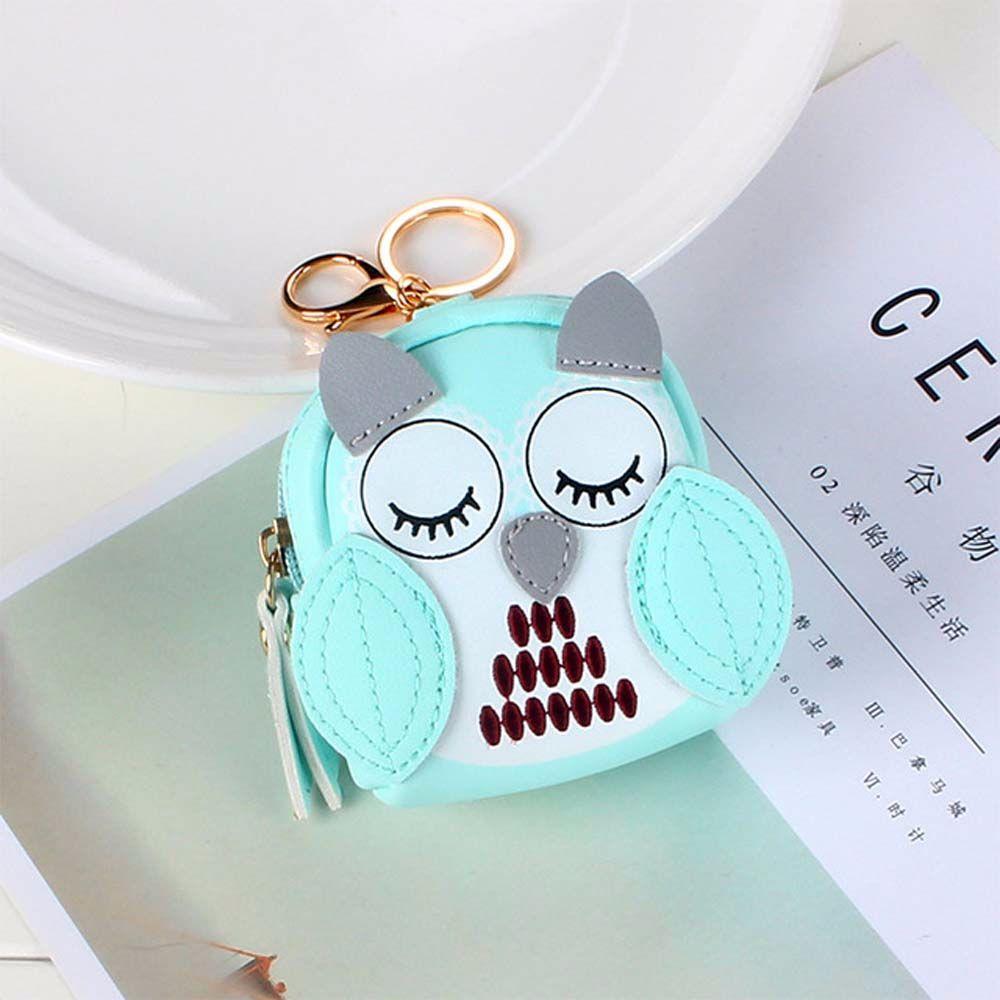 Key Holder Lady Wallet Short Purses Cartoon Car Key Chain Key Bag Owl Coin Purse School Bag Pendant