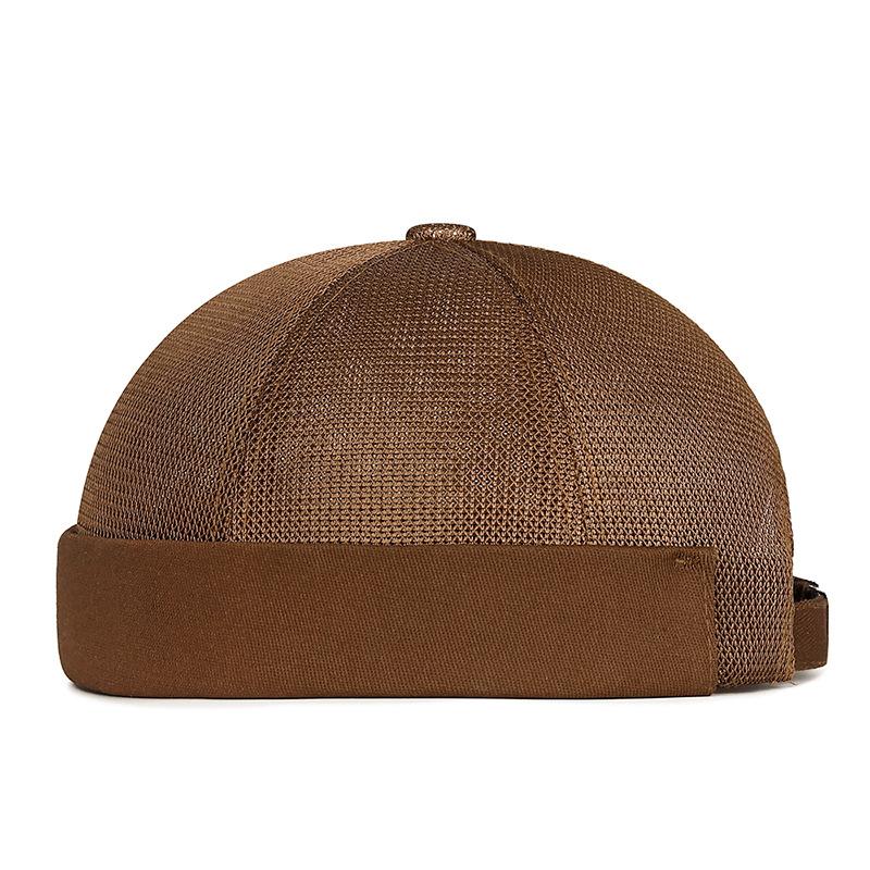 Unisex Mesh Brimless Docker Hat with Adjustable Rolled Cuff - Retro Hip-Hop Sailor Style for Casual Outdoor Streetwear