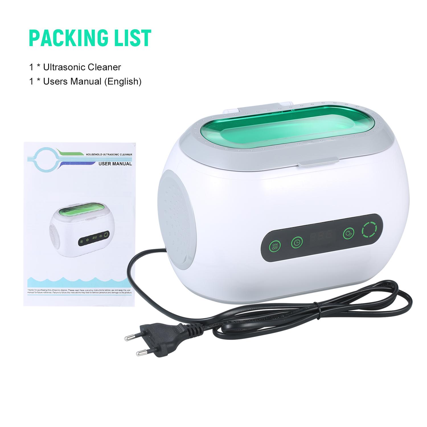 

Цифровой ультразвуковой очиститель 600 мл с функцией дегазации Домашняя машина для чистки очков с резервуаром из нержавеющей стали Инструмент для чистки ювелирных изделий