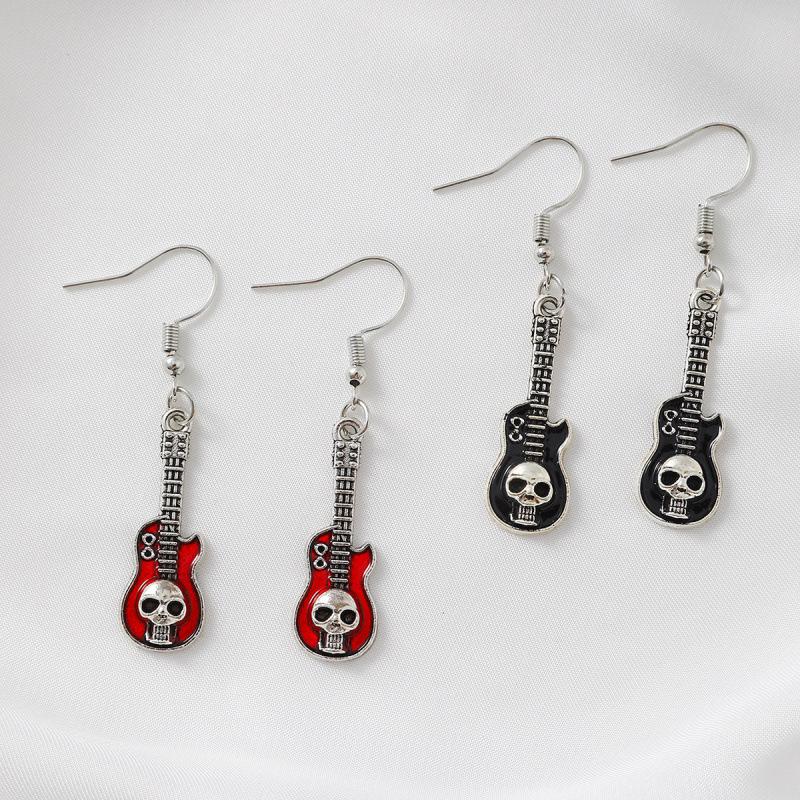 Halloween Skull Guitar Earrings