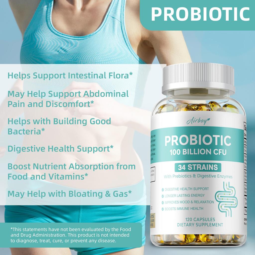 Airboy Probiotic & Digestive Enzyme Capsules - Digestive Health