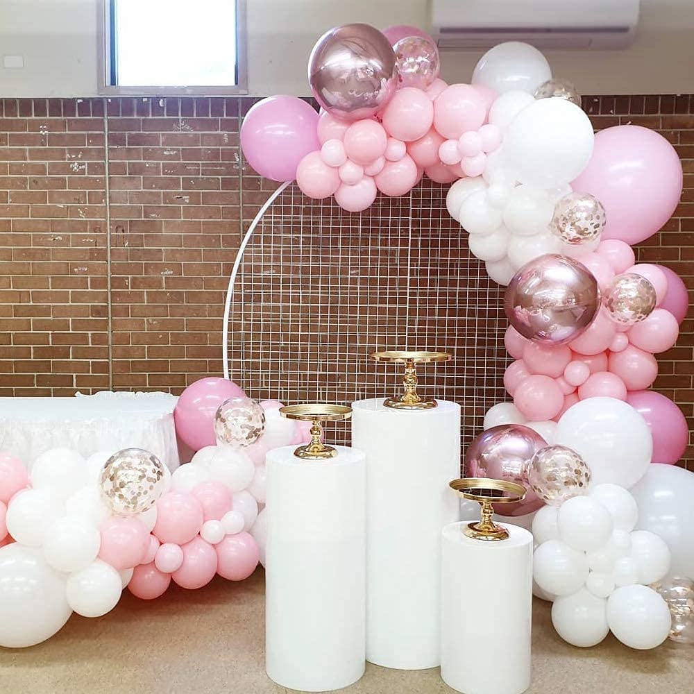 109PCS Pastel Macaron Pink Balloon Garland Arch Kit 4D Rose Gold Metallic Red Silver WHITE Balloon for Wedding Baby Shower Party