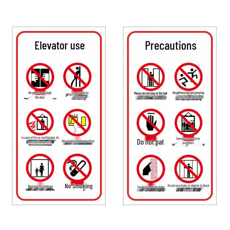 Elevator and Escalator Safety Warning Stickers Standard
