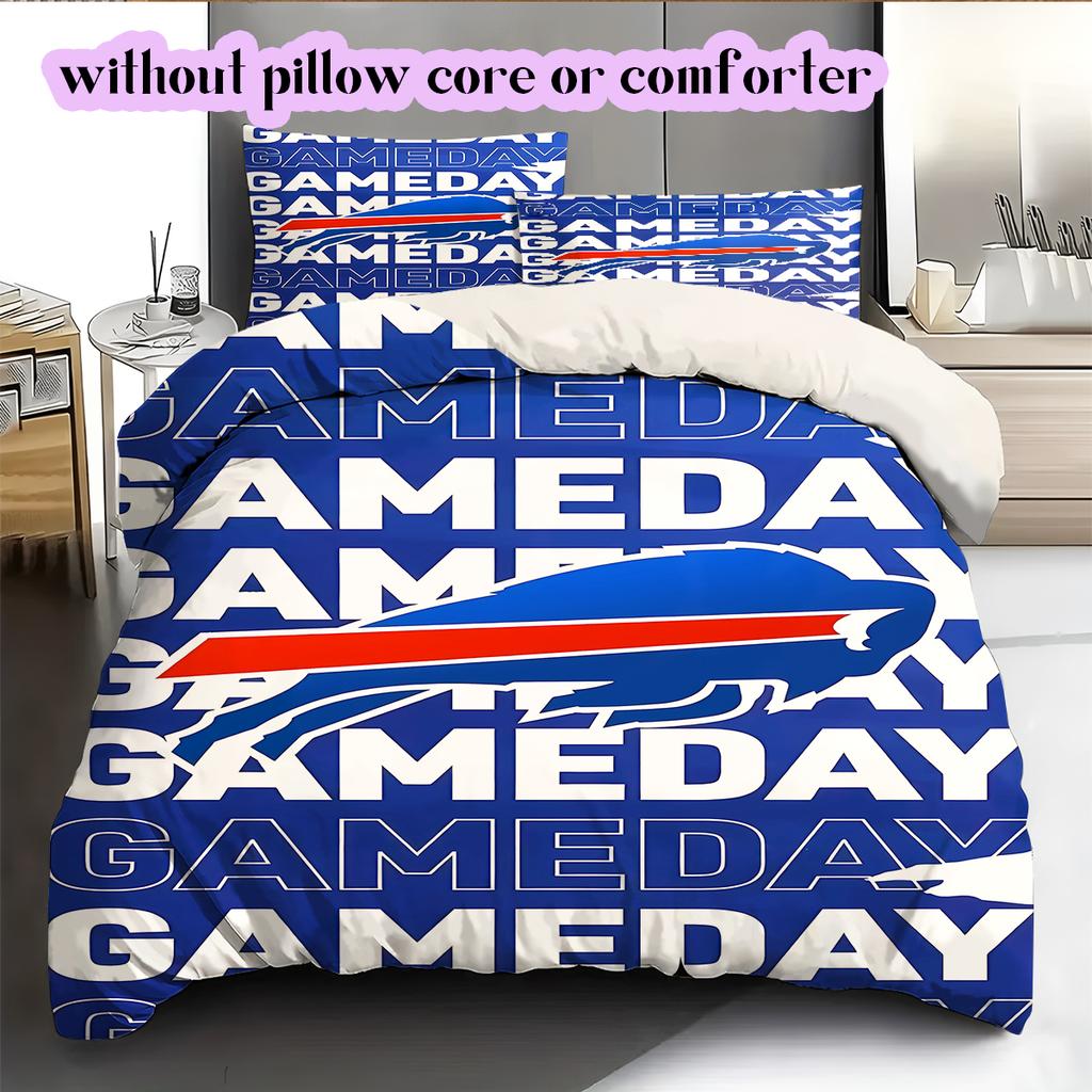 football Logo Pattern Bedding Quilt Set Quilt Cover Pillowcase Home Decoration Birthday Gift (1*duvet cover+ 2*pillowcase, without core)