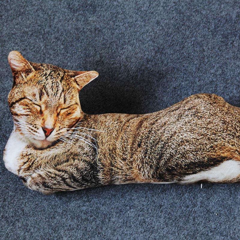 50cm Levensgetrouw Pluche Kat Kussen Gevuld 3D Print Dier Kat Sierkussen Huisdecoratie Cadeau Voor Auto Mensen