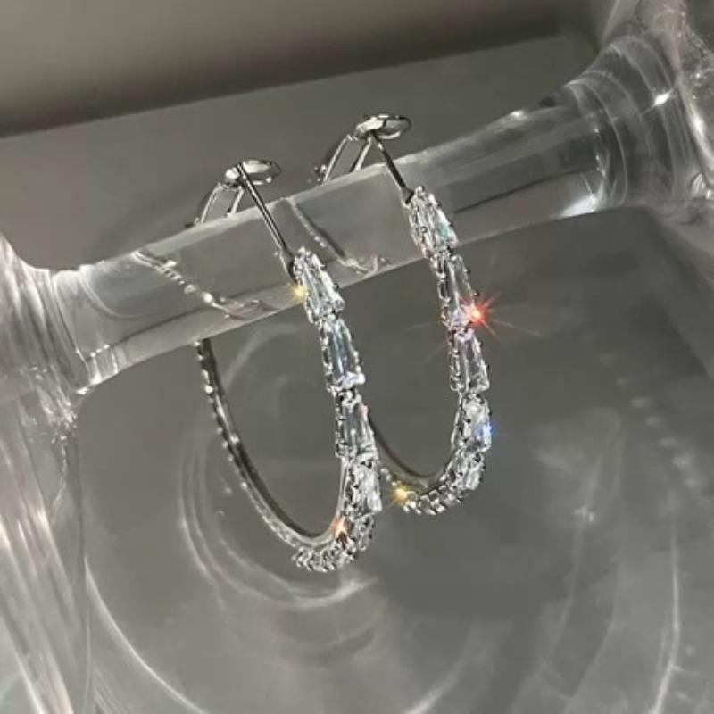 Luxurious Hoop Earrings with Micro-inlaid Cir...