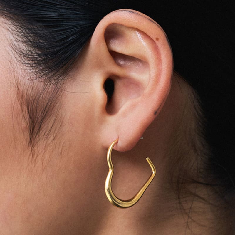 

SCALETTO RS001 Big Heart Hoop Earrings Gold