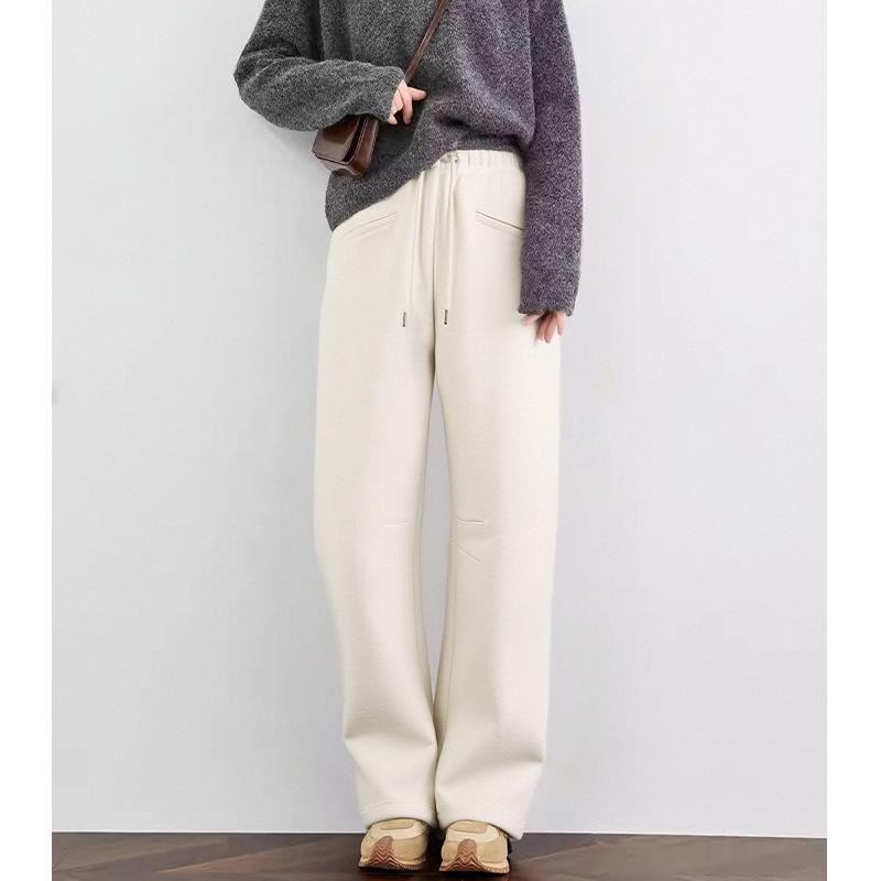 2026 Spring High-Waisted Slimming Loose Straight-Leg Women's Pants with Drawstring Elastic Waist