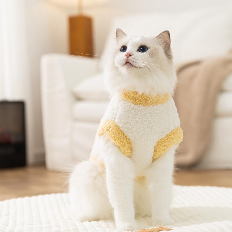 New Autumn and Winter Cat Warm Fleece Simple Koala Bear Sticker Two-legged Pet Clothes