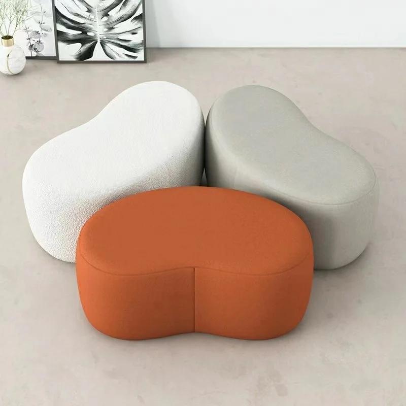 Ottoman Fashion Curved Seat Cushion Dressing Makeup Shoe Stool Pouf Soft Fleece Bench Adutls Baby Kids Gift Home Decor Furniture