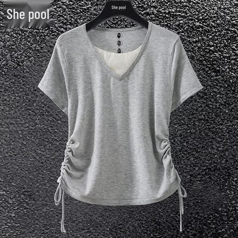 Ta Chi Women s Lyocell Blend Faux Layered Short Sleeve T-Shirt M