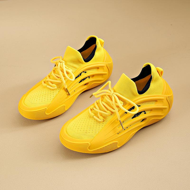 

Spring and summer sports flying shoes women s 2025 new retro elastic wear-resistant non-slip soft-soled knitted sports women s shoes 40 жёлтый
