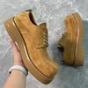 2026 Fashion Suede Mens Shoes Casual High-end Thick-soled Derby Shoes for Men Round Head Versatile Fashion Platform Sneakers Men